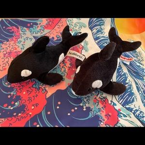 Two Orca Whale 9” Plushies
